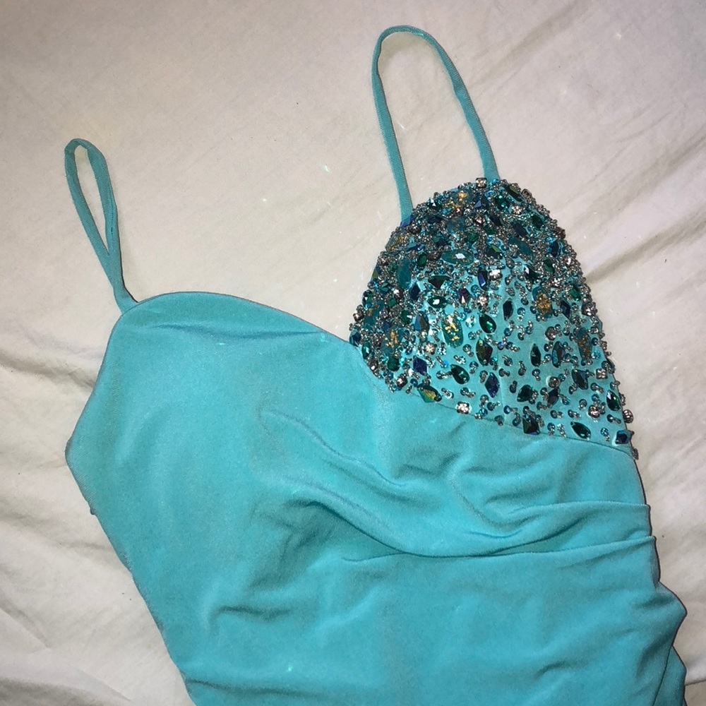 Aqua blue prom dress